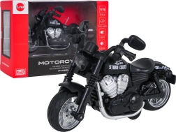 Metal motorcycle black with light and sound 1:16