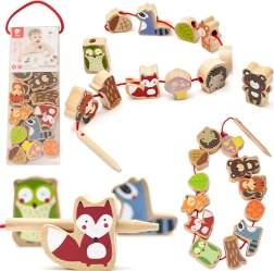 Дървени горски животни за нанизване, 13 части – Classic World