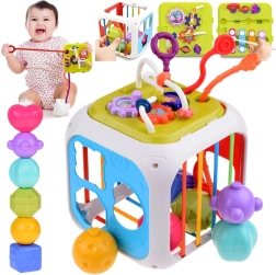 Образователно активна кубче със сортер за форми и чинели