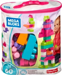 Mega Bloks голяма чанта с 60 големи кубчета, розова