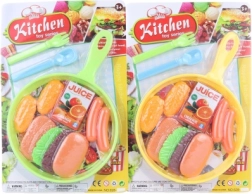 Plastic frying pan with food and accessories for kids 19 cm