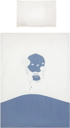 Детско памучно спално бельо за кошара BELISIMA Ballons 90 × 120 см, синьо, 3 части