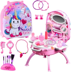 Детска тоалетка 2в1 в куфарче с аксесоари UNICORN Sweet Time – розова