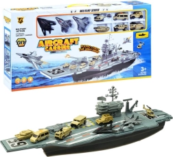 Голям военен самолетоносач – игрови комплект с самолети и превозни средства