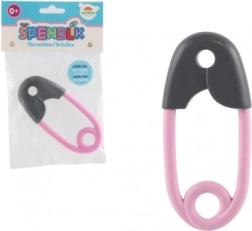 Дрънкалка за бебета във форма на безопасна игла – сива и розова