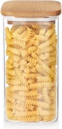 Стъклен буркан за насипни храни с бамбуков капак и уплътнение 1,5 л
