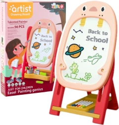 Двустранна магнитна дъска с игри за деца розова