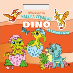 Coloring book square stick and color dino