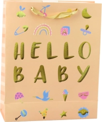 Подаръчна торбичка за дете Hello Baby, прасковена