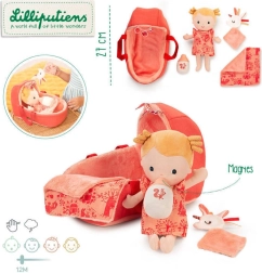 Lilliputiens – бебешка кукла Лена в кошче с гушкащо одеялце и шишенце, 12 м+