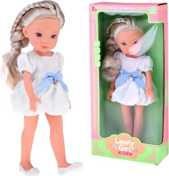 Lovely Girl модна кукла в бяла рокля със синя панделка 33 см