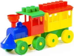 Building Block Train Set with Locomotive and Wagon