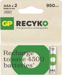 AAA Batteries Ni-MH 950mAh 2pcs GP ReCyko