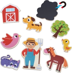 VIGA магнитни фермерски приятели – комплект от 20 дървени магнита