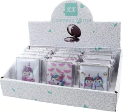 Shimmer-Sand Pocket Mirror with Unicorns