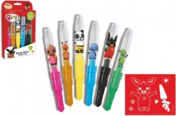 Фукани флумастери BING със шаблони, 6 цвята