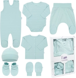 Newborn set NEW BABY I AM, mint, 0–3 months