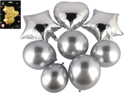 Set of inflatable balloons with heart, stars and round balloons – 8 pcs, 2 colors