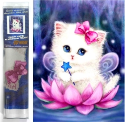 Диамантено рисуване Котешка фея 30 × 40 см