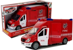 Пожарна кола с инерционен механизъм, светлини и звуци, отварящи се врати