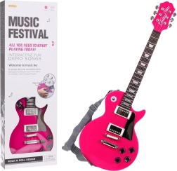 Kids' electric guitar with headphones and microphone – Pink