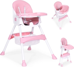 Детско столче за хранене с поднос и кошница, 5-точков колан, ECOTOYS – Розово