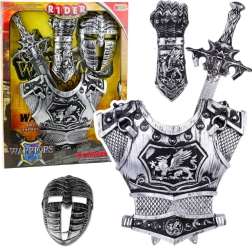 Голям рицарски комплект маска броня меч пазител сребърен