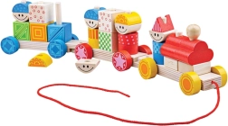 Bigjigs Baby дървено влакче за дърпане с нанизващи се кубчета
