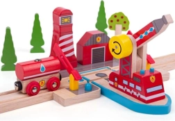 Дървен спасителен комплект Bigjigs Rail Пожарникари