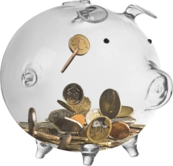 Прозрачна стъклена касичка във форма на прасенце Ruhhy