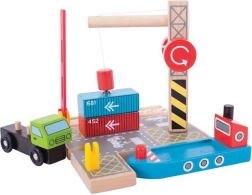 Bigjigs Rail контейнерен терминал с магнитен кран
