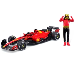 Метален модел Bburago Ferrari SF23 1:24 с фигурка на пилот