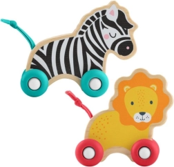 FISHER-PRICE дървени животни на колелца – комплект лъв и зебра