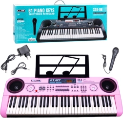 Electronic Keyboard Instrument 61 Keys with Microphone and USB – Pink