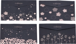 Plastic document folder with snap button 33 × 23 cm – floral motif