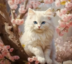Диамантена мозайка – котка в цветя