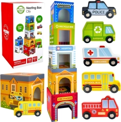 Woopie Green City Puzzle Blocks with Vehicles and Figures
