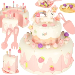 Двуетажна рожденденска торта с музика и светлини, розова, 16 части