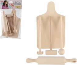 Дървен комплект кухненски принадлежности за деца 20 см