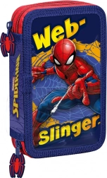 Two-compartment pencil case with supplies SPIDERMAN red-blue