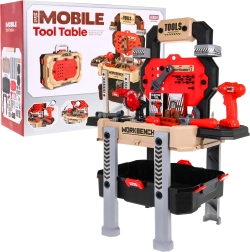 Детски работен тезгях 2 в 1 – куфарче и стойка – Червена