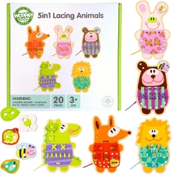 Woopie Green дървени животни за нанизване 5в1