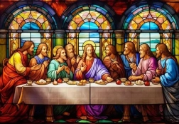 Диамантено рисуване Тайната вечеря витраж 80 × 40 см