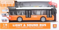 Оранжев играещ и светещ тролейбус на батерии