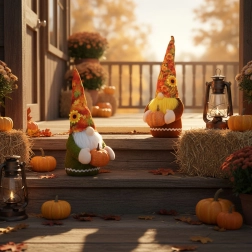 Autumn decoration – gnome with pumpkin, 35 × 13 × 13 cm - 1 piece