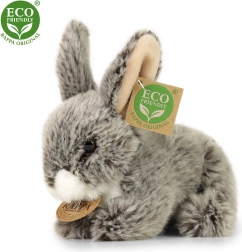Плюшено зайче тъмносиво, легнало, 17 см, ECO friendly