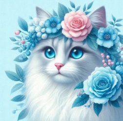 Диамантено рисуване Котка с венче 30x40 см