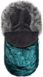 New Baby luxury winter footmuff with faux fur green