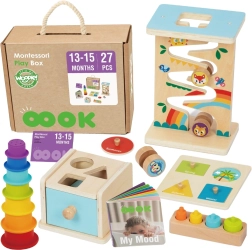 Woopie Green Montessori кутия 6 в 1 дървен образователен комплект за деца 13–15 месеца