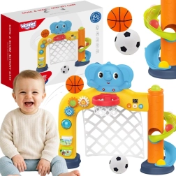 Woopie baby интерактивен спортен център 2в1 – врата и баскетболен кош със слонче